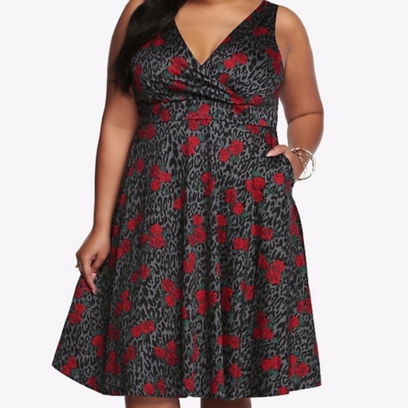 torrid Dresses & Skirts - Grey leopard and roses dress